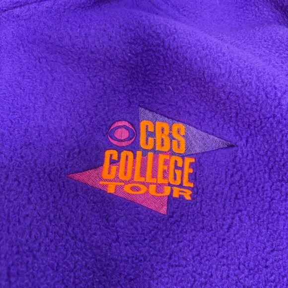 Vtg 90s CBS College Tour Purple Fleece Full Zip Jacket Mens Sz XL - Picture 2 of 7